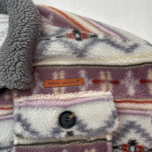 Simply Southern Jacket Womens size XL Gray Mauve Aztec Sherpa Fleece Shacket - Picture 4 of 9